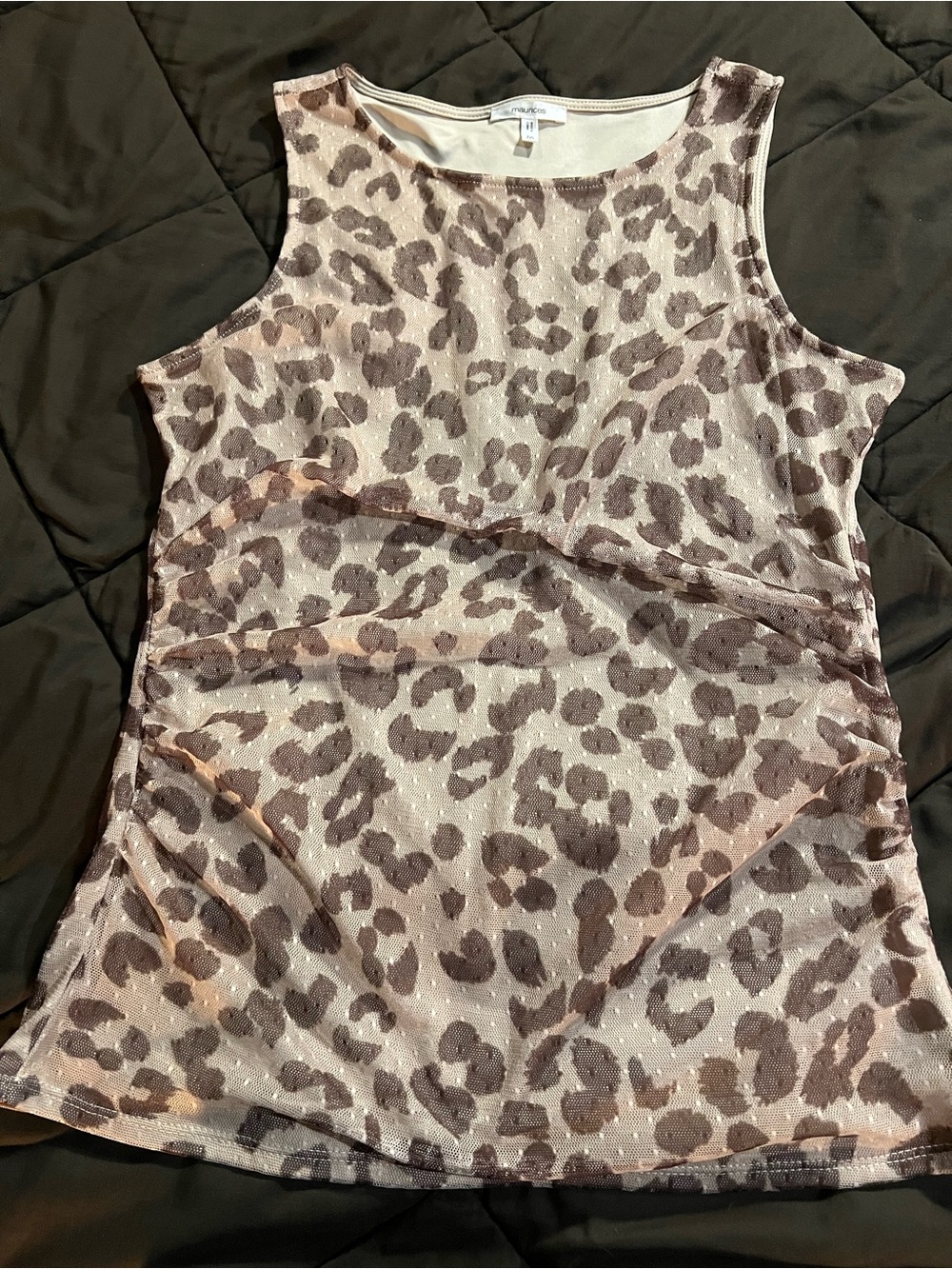 Maurices Taupe and White Leopard Print Tank Top